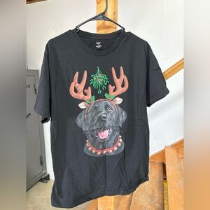 Holiday Time Black T-Shirt with Colorful Festive Design